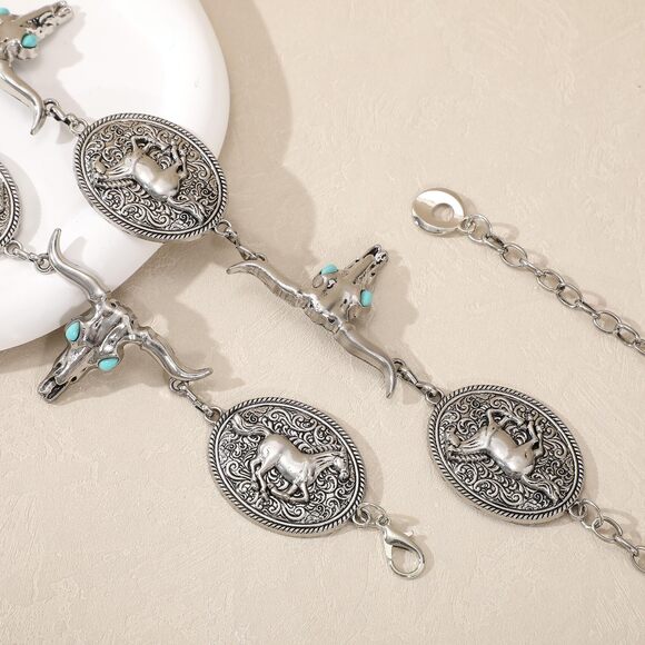 Western Concho Belt For Women Silver Gold Chain Belt Cowgirl Belt For Dresses🦊 - Picture 2 of 7